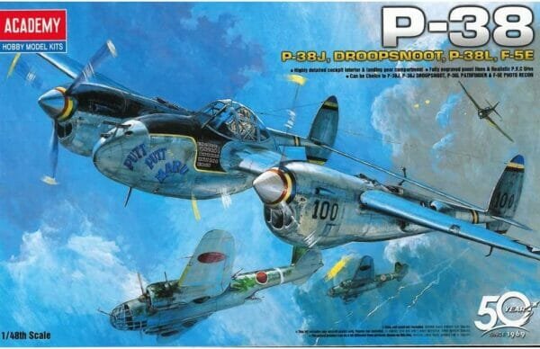 Academy #12282 P-38 Lightning Plastic Model Kit, 1/48 Scale