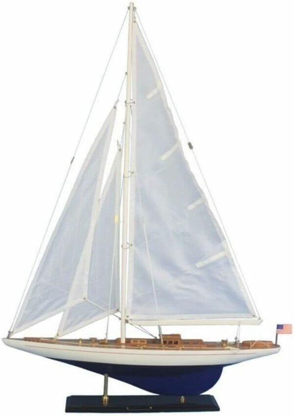 Hampton Nautical Wooden Model Sailing Yacht Enterprise, 35"