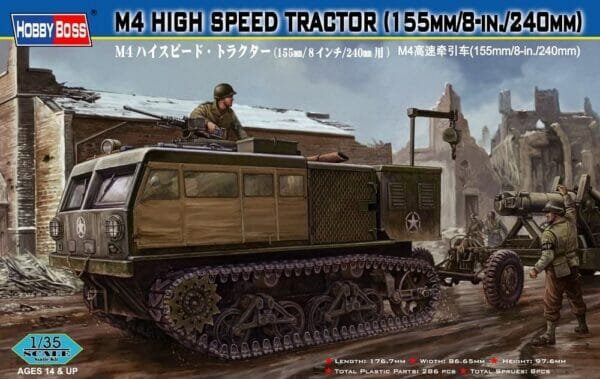 Hobby Boss M4 High Speed Tractor Vehicle Model Building Kit, 155mm/8"/240mm