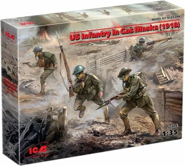 ICM 35704 - US Infantry in Gas Masks (1918) (4 Figures)