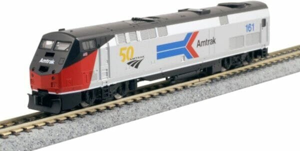 Kato USA Model Train Products N GE P42 Amtrak Phase I #161 w/ 50th Anniversary Logo, Platinum Mist, Red, Black (176-6036)