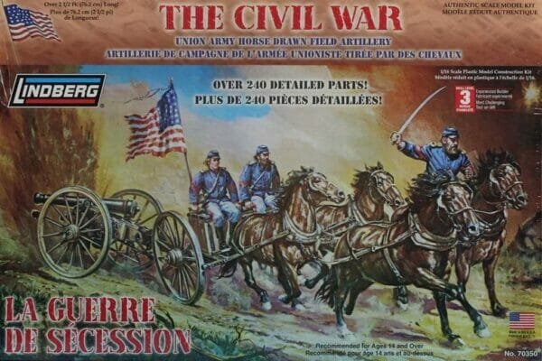 Lindberg 1:16 Civil War Union Army Horse Drawn Field Artillery Kit #70350