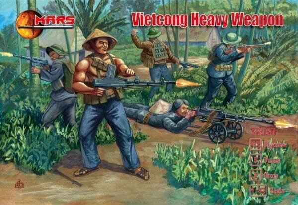 Mars Figures 32030-1/32 Vietcong Heavy Weapon Plastic Model kit 12 Figures