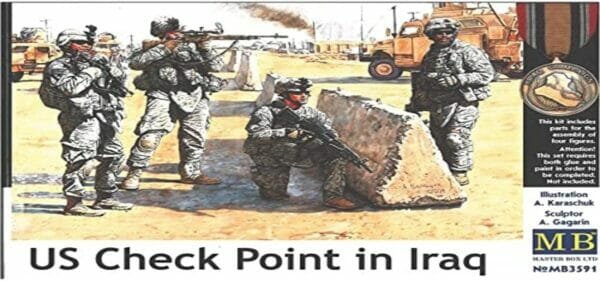 Master Box US Soldiers Check Point Iraq (4) Figure Model Building Kits (1:35 Scale)