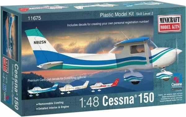 Minicraft Cessna 150 with Multiple Marking Options Model Kit, 1/48 Scale