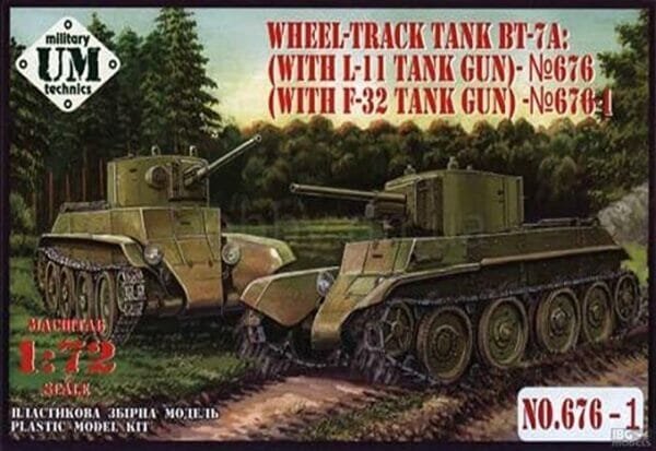 UMT 671-01 Wheel-Track Tank BT-7A with F-32 Tank Gun, 1/72 Scale Plastic Model kit