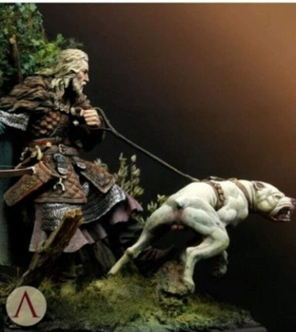 XINGCHANG 1/24 75Mm Medieval Hunter Ancient with Dog 75Mm Toy Resin Model Miniature Resin Figure Unassembly Unpainted